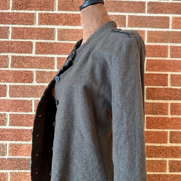 Rundholz Gray Long Military Jacket Button Front Epaulette Pockets, Size S - Picture 5 of 11